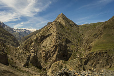 Panoramic view of landscape and mountains against sky