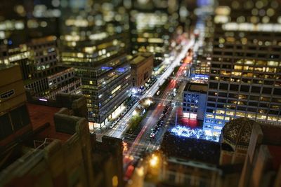 Illuminated cityscape at night