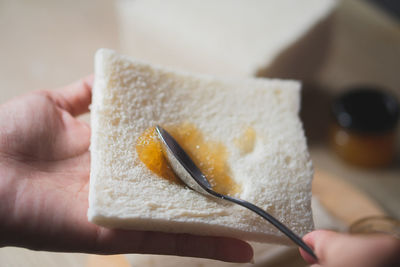 Close-up of hand holding food