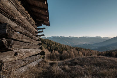 View of rural house against clear sky