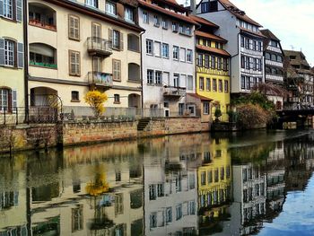 Reflection of buildings on lake