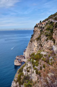 Scenic view of sea against blue sky