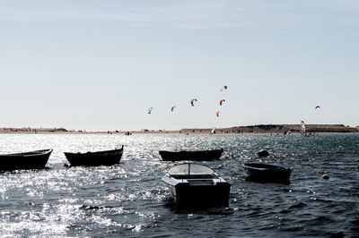 View of boats in calm sea