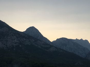 Scenic view of mountains against clear sky