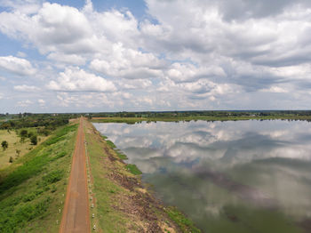 Scenic view of lake against sky