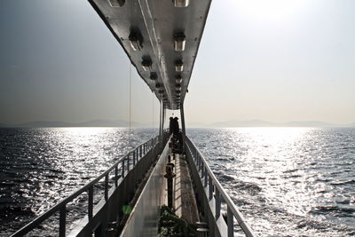 Bridge over sea against clear sky