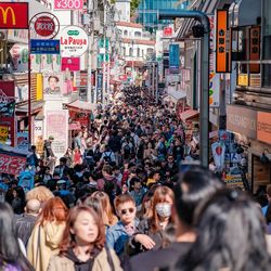 People on street in city