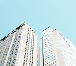 Low angle view of modern building against clear sky