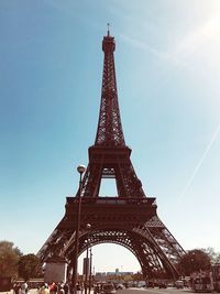 Low angle view of eiffel tower against sky