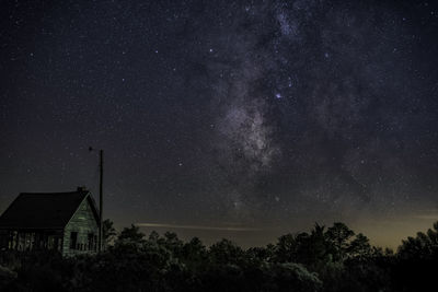 Scenic view of tree against sky at night