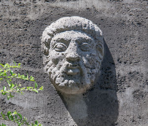 Close-up of carving on wall