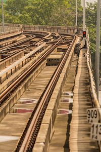 Train on railroad station platform