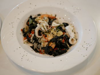 High angle view of meal served in bowl