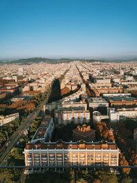High angle view of buildings in city
