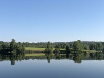 Scenic view of lake against clear sky