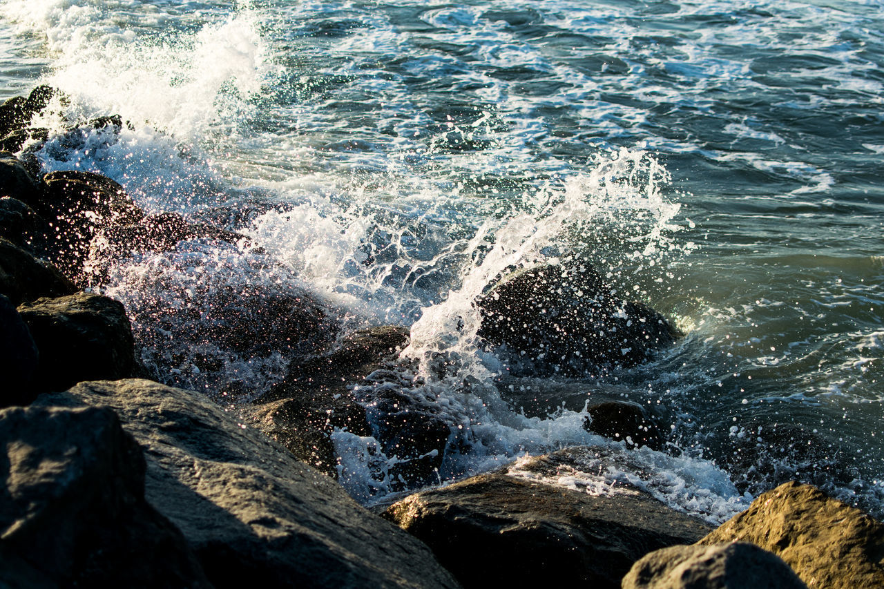 WATER SPLASHING ON ROCKS