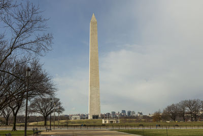 Low angle view of monument against sky