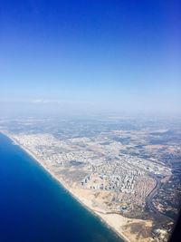 Aerial view of cityscape seen from airplane