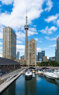 View of buildings against cloudy sky