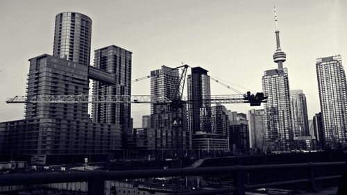 City skyline at dusk