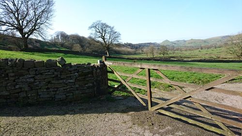 View of landscape against clear sky