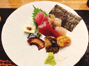 Close-up of serving food in plate