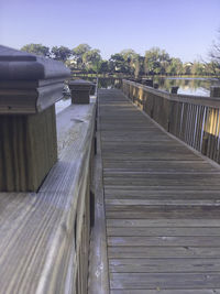 Boardwalk against clear sky