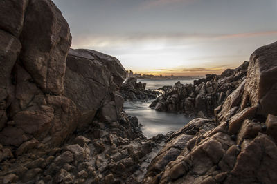 Scenic view of sea against sky during sunset