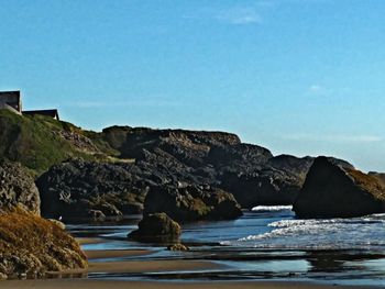 Scenic view of sea against clear sky