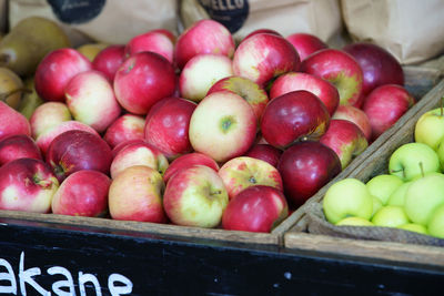 Close-up of apples for sale in market