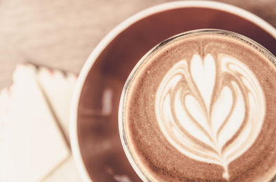 Directly above shot of cappuccino on table