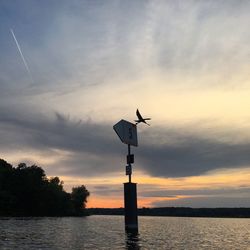 Low angle view of weather vane against sky