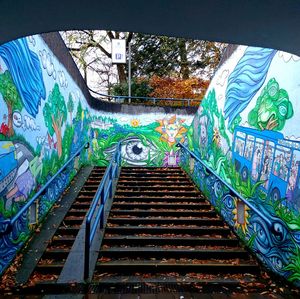 Staircase leading towards tunnel