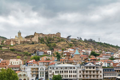 View of narikala fortress and tbilisi old town, georgia