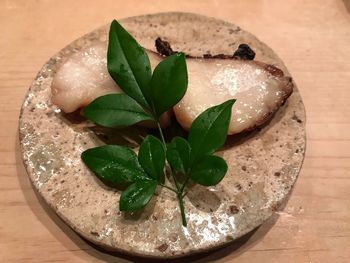 Close-up of leaves in plate