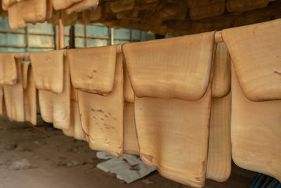 Close-up of stack of firewood