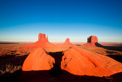 Scenic view of desert against clear sky