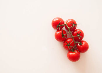 Close-up of cherries against white background