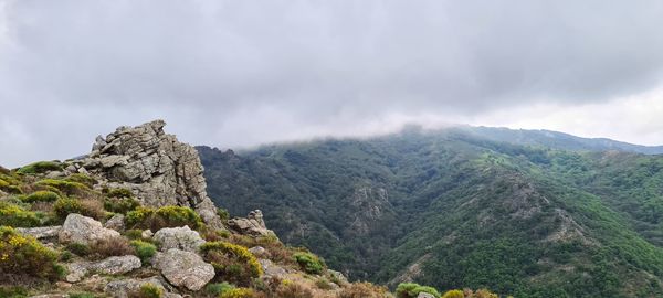 Scenic view of mountains against sky