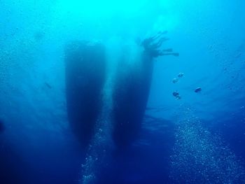 People scuba diving undersea