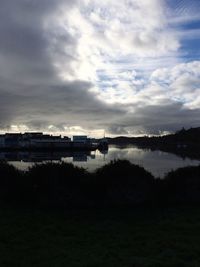 Scenic view of sea against dramatic sky