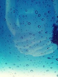 Full frame shot of raindrops on window