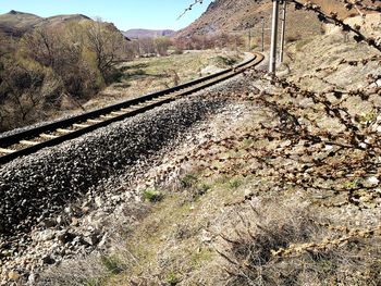 View of railroad track on mountain