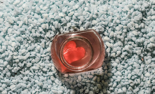 Directly above shot of jar with heart shape