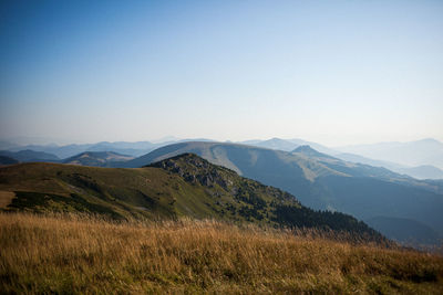 Scenic view of mountains against clear sky