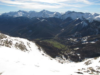 Scenic view of snowcapped mountains