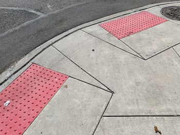 High angle view of sidewalk structure on street