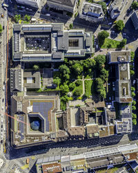 High angle view of buildings in city