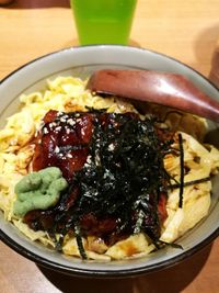 Close-up of food in bowl on table