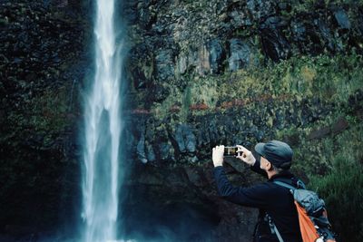 Scenic view of waterfall